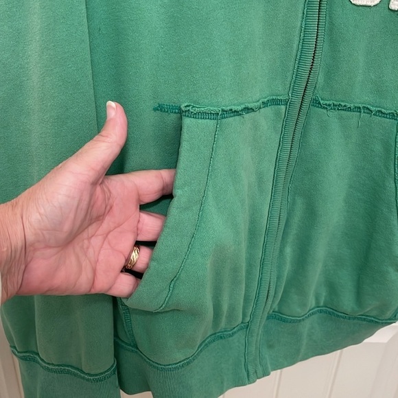 Aeropostale hoodie full zipper front men’s size XXL Green with logos, stained - Picture 6 of 14